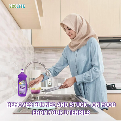 ECOLYTE Platinum Antibacterial Dishwashing Liquid – Pack of 2 (Green Apple & Lavender, 1L Each) | 5+ Action Formula | Grease Remover, No Residue, All-Purpose Kitchen Cleaner - Damoo