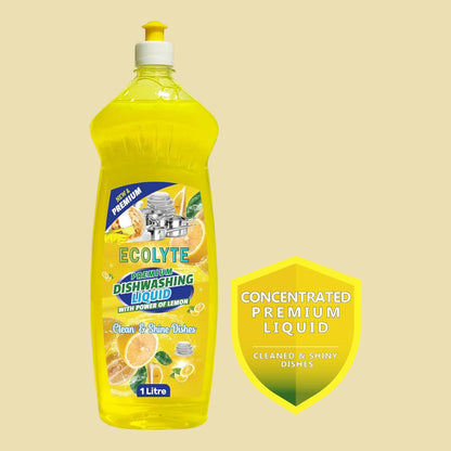 ECOLYTE Antibacterial Dishwashing Liquid – Pack of 2 (Lemon & Lavender, 1L) | 5+ Action Formula | All-Purpose Grease Remover & Kitchen Cleaner - Damoo