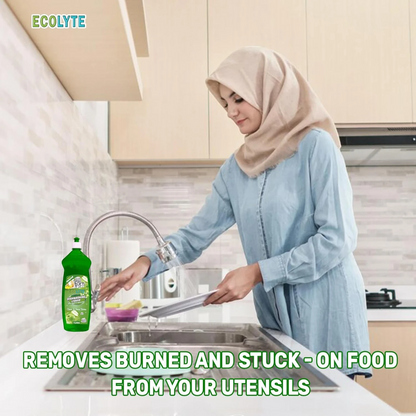 ECOLYTE Platinum Antibacterial Dishwashing Liquid – Pack of 2 (Green Apple & Lavender, 1L Each) | 5+ Action Formula | Grease Remover, No Residue, All-Purpose Kitchen Cleaner - Damoo