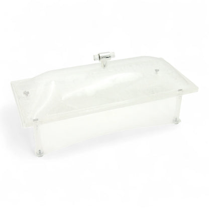 Elegant Acrylic Snack Box with Clear Dome Lid & Raised Legs – Modern Food Display Tray for Parties, Buffets & Home Use – Insect-Proof Cover for Hygienic Serving - Damoo