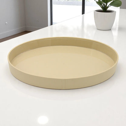 Elegant Beige Oval Leather Tray with Gold Accent – Decorative Storage Tray with Lid for Jewelry, Keys, or Vanity Display - Damoo