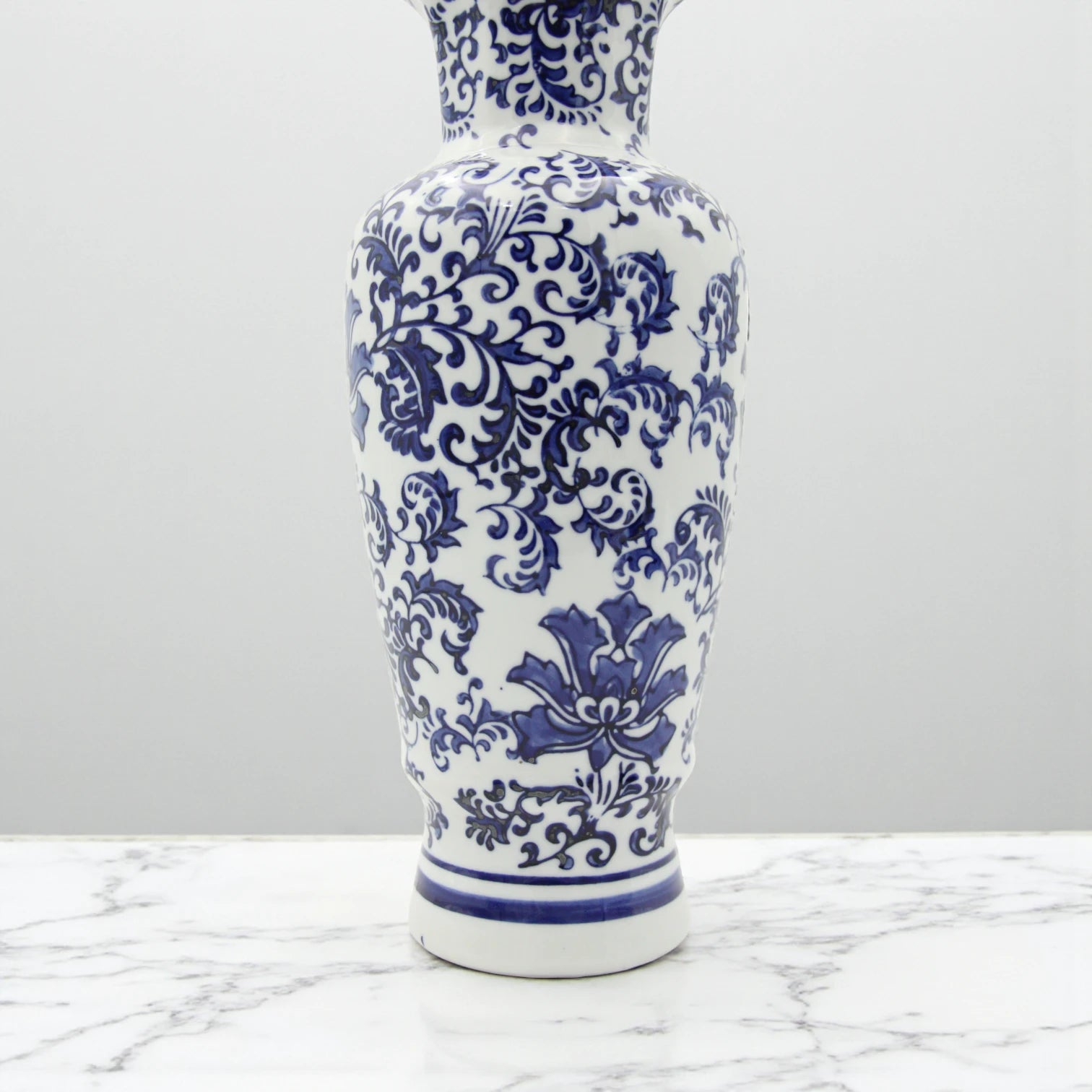 Elegant Blue and White Porcelain Vase – Hand-Painted Ceramic Decorative Flower Vase for Living Room, Dining Table, Entryway or Office – Classic Vintage-Style Chinese-Inspired Home Decor Accent - Damoo