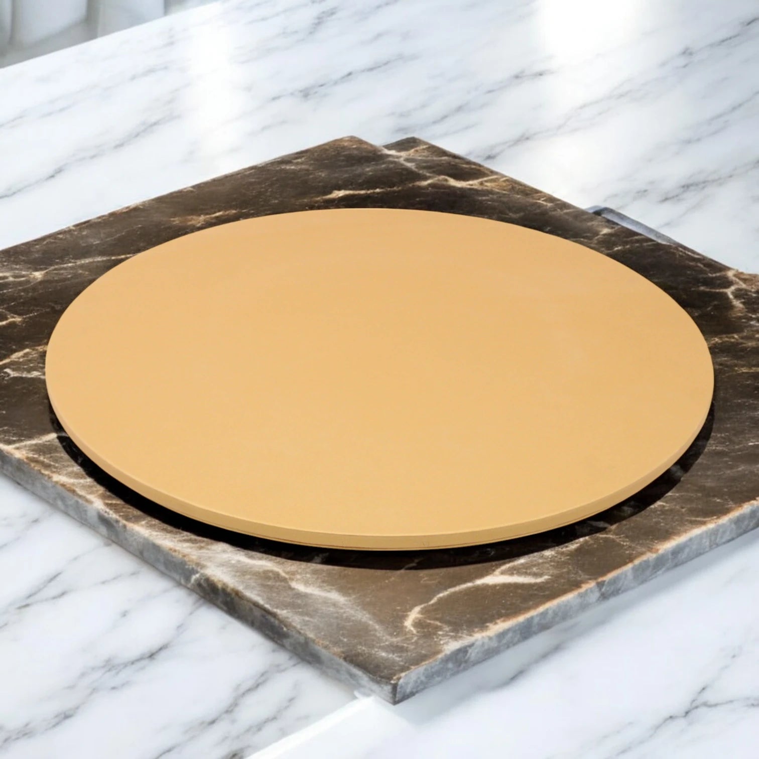 Elegant Leather Round Cake Stand – Large Luxury Dessert Display for Special Occasions & Stylish Serving - Damoo