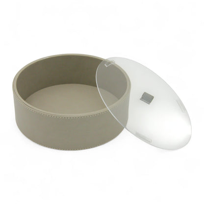 Elegant Minimalist Round Tray with Acrylic Cover – 1 Piece - Modern Serving & Organizer Tray for Breakfast, Snacks, Drinks, Kitchen & Dining - Damoo