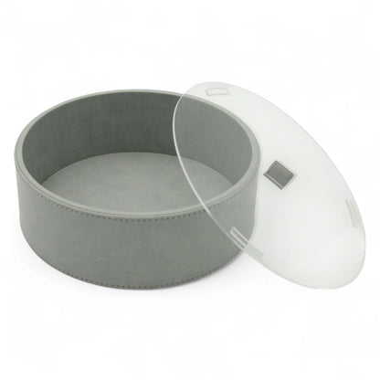 Elegant Minimalist Round Tray with Acrylic Cover – 1 Piece - Modern Serving & Organizer Tray for Breakfast, Snacks, Drinks, Kitchen & Dining - Damoo