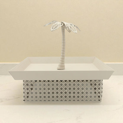 Elegant Palm-Inspired Multipurpose Tray | Modern Square Design with Metallic Base | Ideal for Serving, Decor, or Gifting - Damoo