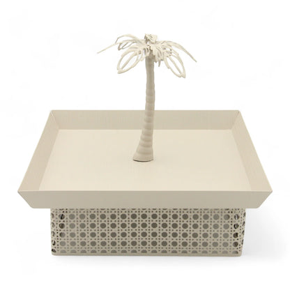Elegant Palm-Inspired Multipurpose Tray | Modern Square Design with Metallic Base | Ideal for Serving, Decor, or Gifting - Damoo