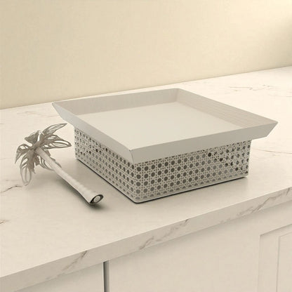 Elegant Palm-Inspired Multipurpose Tray | Modern Square Design with Metallic Base | Ideal for Serving, Decor, or Gifting - Damoo
