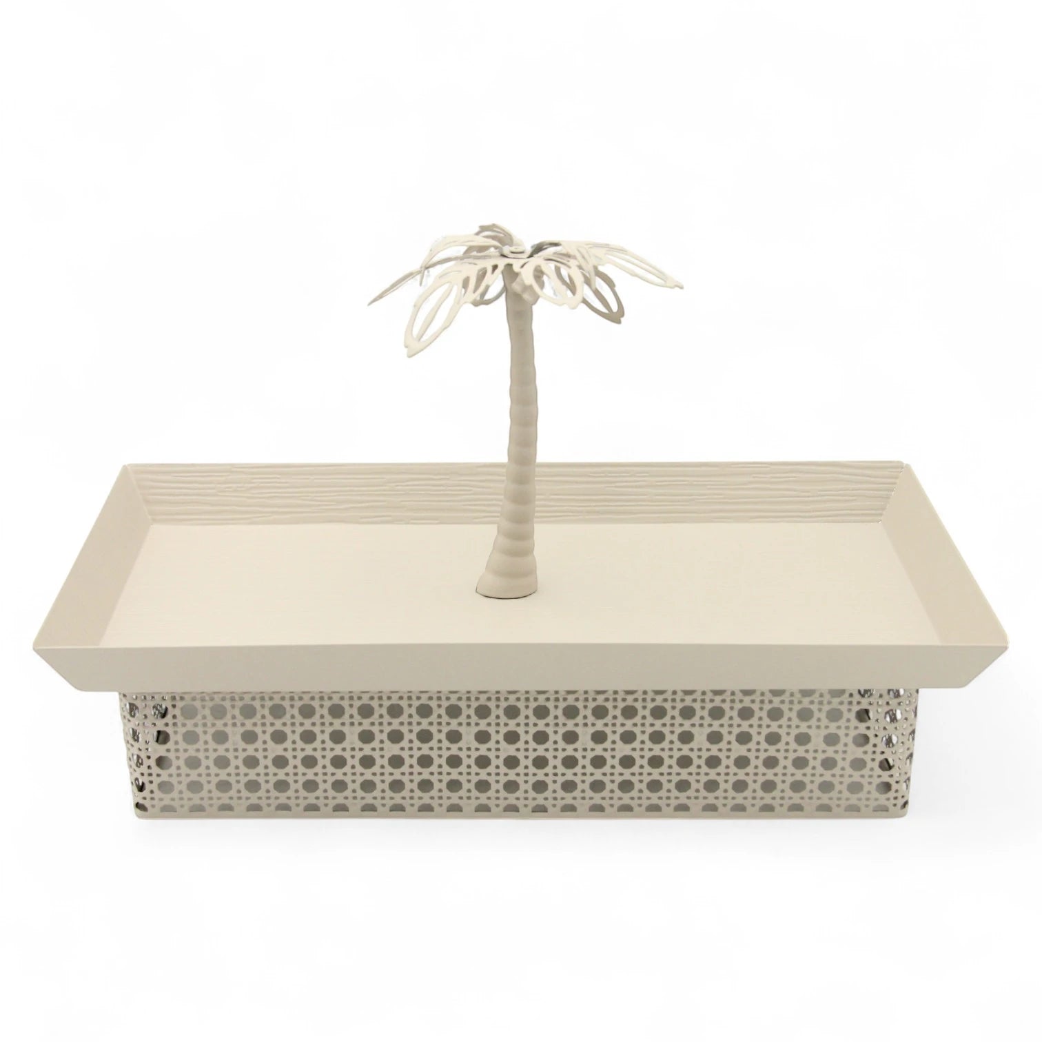 Elegant Palm-Inspired Rectangular Serving Tray | Sleek Raised Edge Design with Metallic Base | Perfect for Dates, Desserts, Decor & Gifting - Damoo
