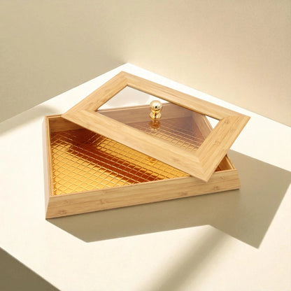 Elegant Rectangular Multi-Purpose Storage & Serving Box with Gold Handle - Perfect for Kitchens, Living Rooms & Vanities - Damoo