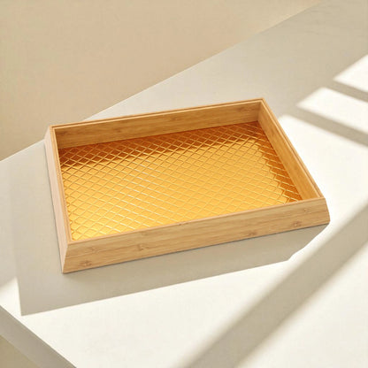 Elegant Rectangular Multi-Purpose Storage & Serving Box with Gold Handle - Perfect for Kitchens, Living Rooms & Vanities - Damoo