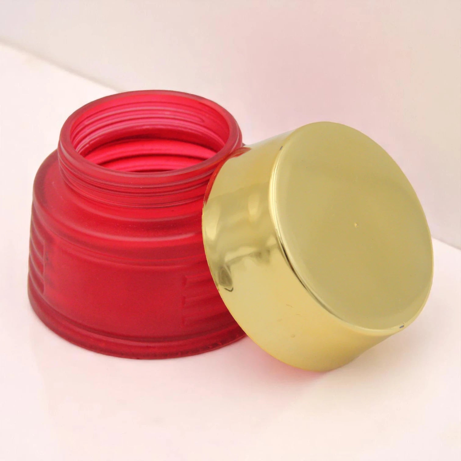 Elegant Red Incense Powder Jar with Gold Lid 100 ML– Refillable Storage for Bakhoor, Resin, or Loose Incense - Damoo