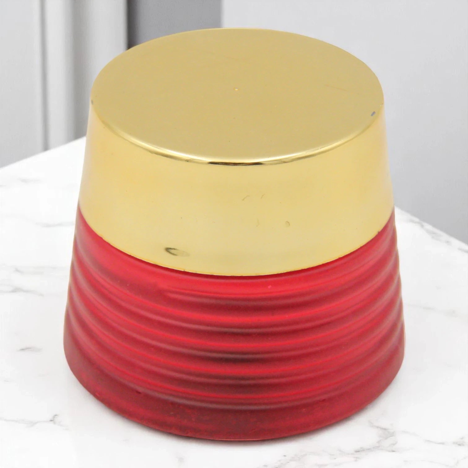 Elegant Red Incense Powder Jar with Gold Lid 100 ML– Refillable Storage for Bakhoor, Resin, or Loose Incense - Damoo