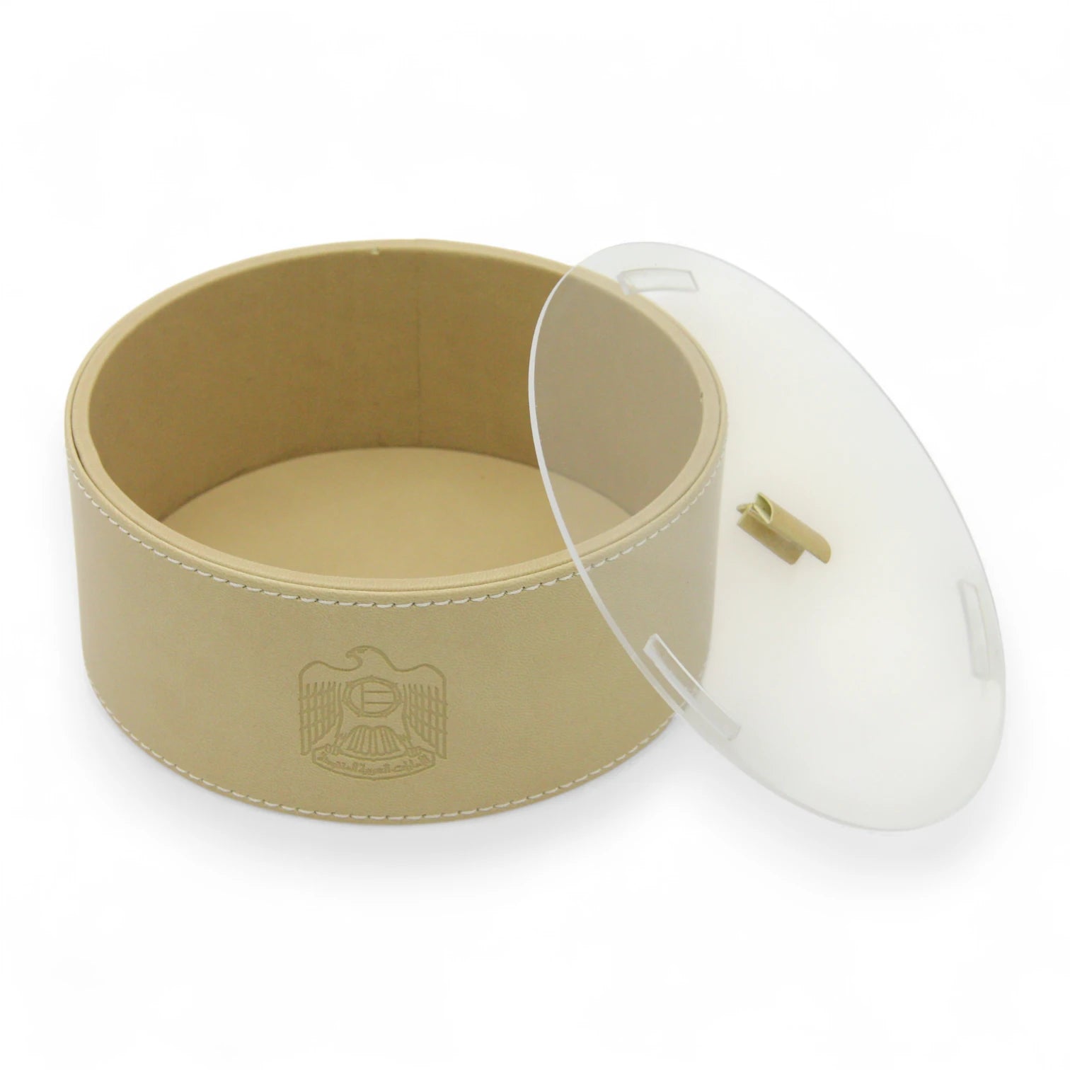 Elegant Round Serving Tray with Acrylic Cover – UAE Logo & Minimalist Design Tray for Breakfast, Snacks, Drinks & Home Organization - Damoo