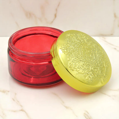 Elegant Semi-Clear Red Bakhoor Jar with Gold Lid 200ML – Luxury Storage for Oud, Bakhoor & More - Damoo