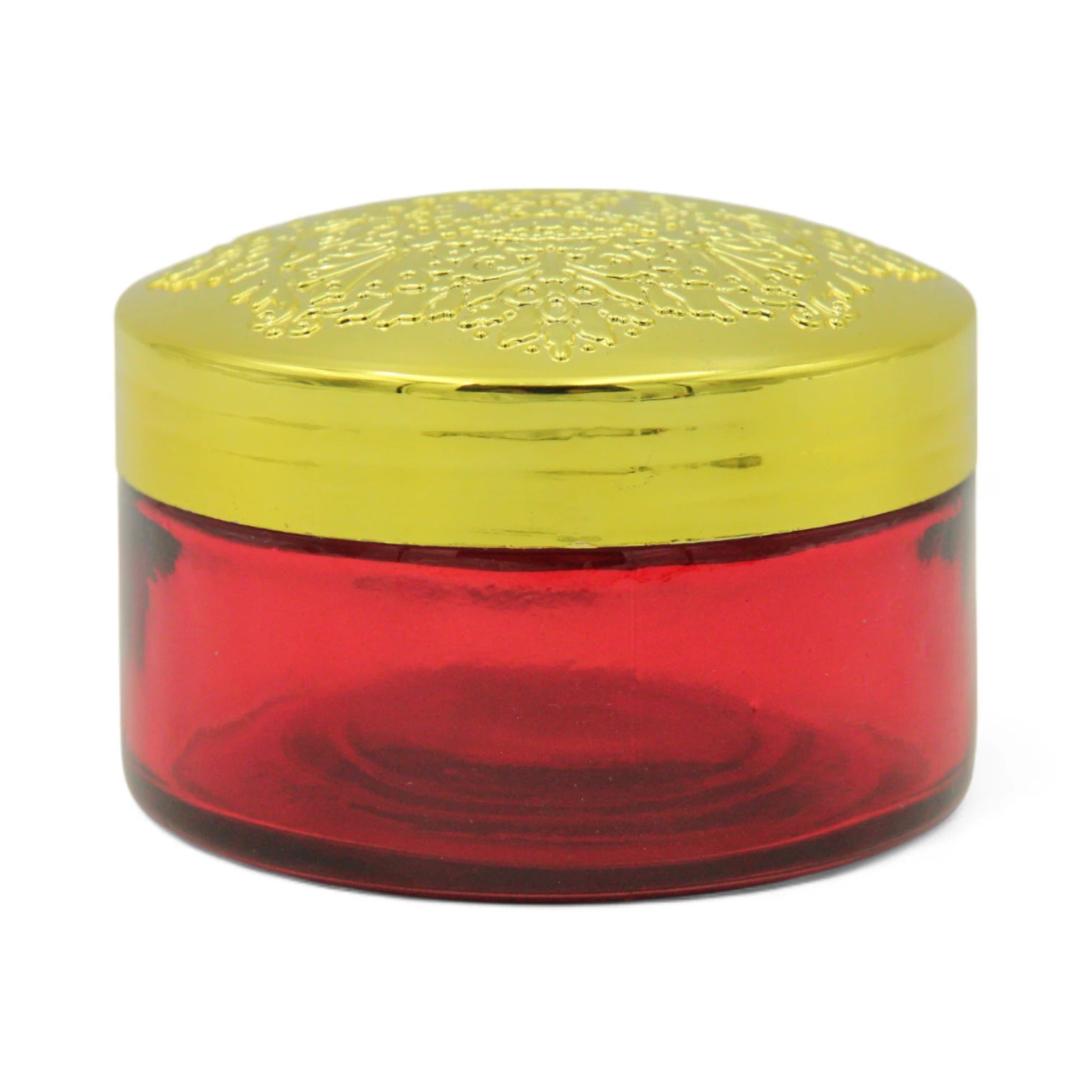 Elegant Semi-Clear Red Bakhoor Jar with Gold Lid 200ML – Luxury Storage for Oud, Bakhoor & More - Damoo