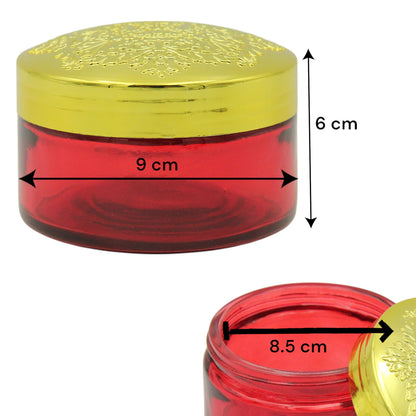 Elegant Semi-Clear Red Bakhoor Jar with Gold Lid 200ML – Luxury Storage for Oud, Bakhoor & More - Damoo