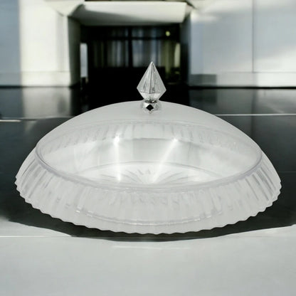 Elegant Shatter-Resistant Acrylic Serving Dish with Lid – 38x31 cm | Gold Motif Decorative Tableware for Dining & Gifting - Damoo