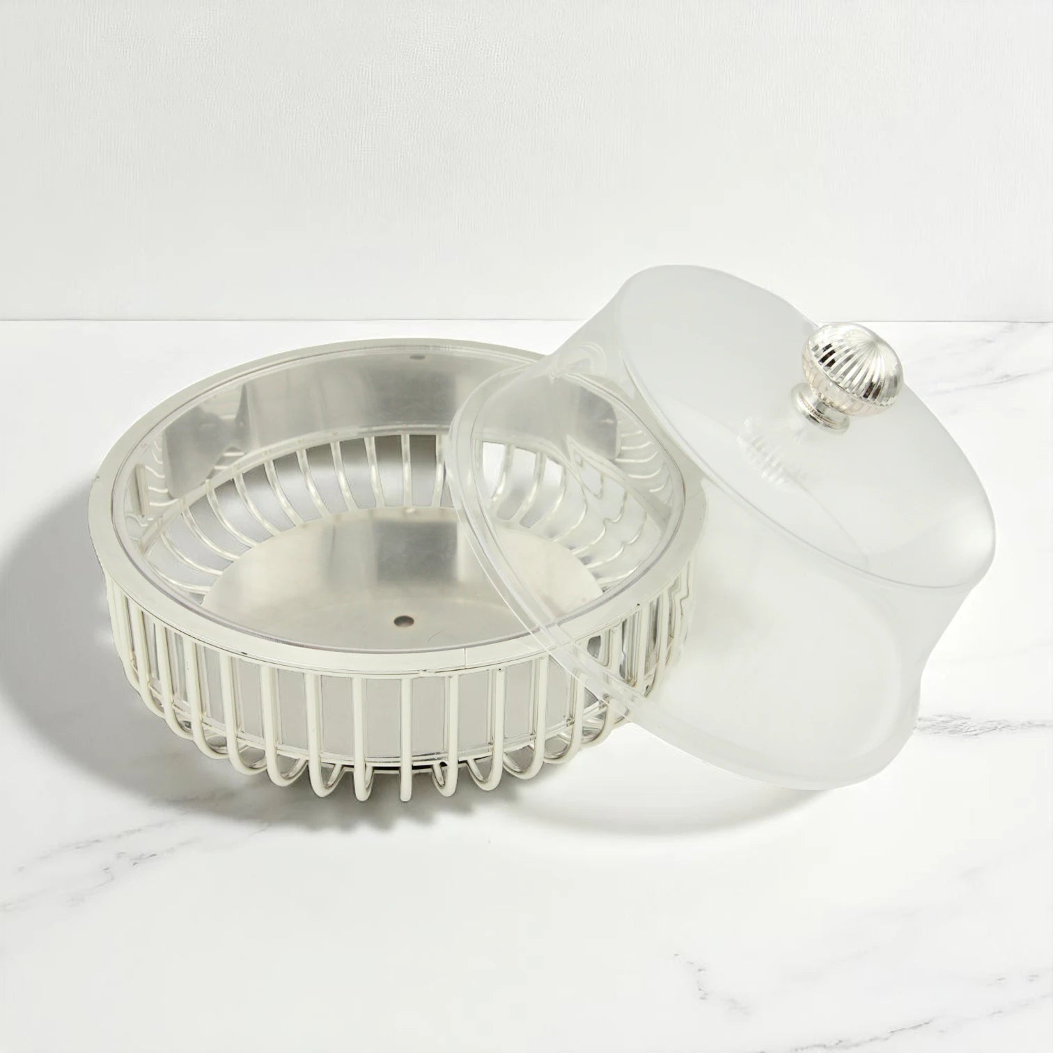 Elegant Silver Cake Server with Dome Lid – Al Fursan Modern Classic Collection (AF-30CS-8) – Stylish Dessert Stand for Parties, Events, and Home Display - Damoo