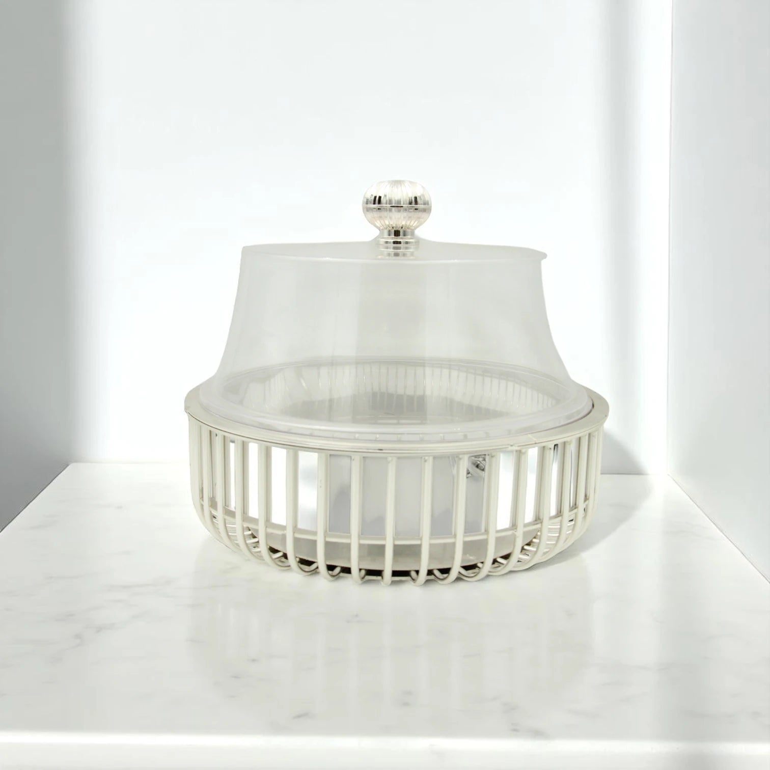 Elegant Silver Cake Server with Dome Lid – Al Fursan Modern Classic Collection (AF-30CS-8) – Stylish Dessert Stand for Parties, Events, and Home Display - Damoo
