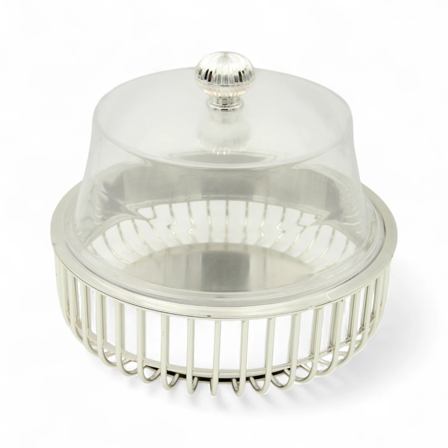 Elegant Silver Cake Server with Dome Lid – Al Fursan Modern Classic Collection (AF-30CS-8) – Stylish Dessert Stand for Parties, Events, and Home Display - Damoo