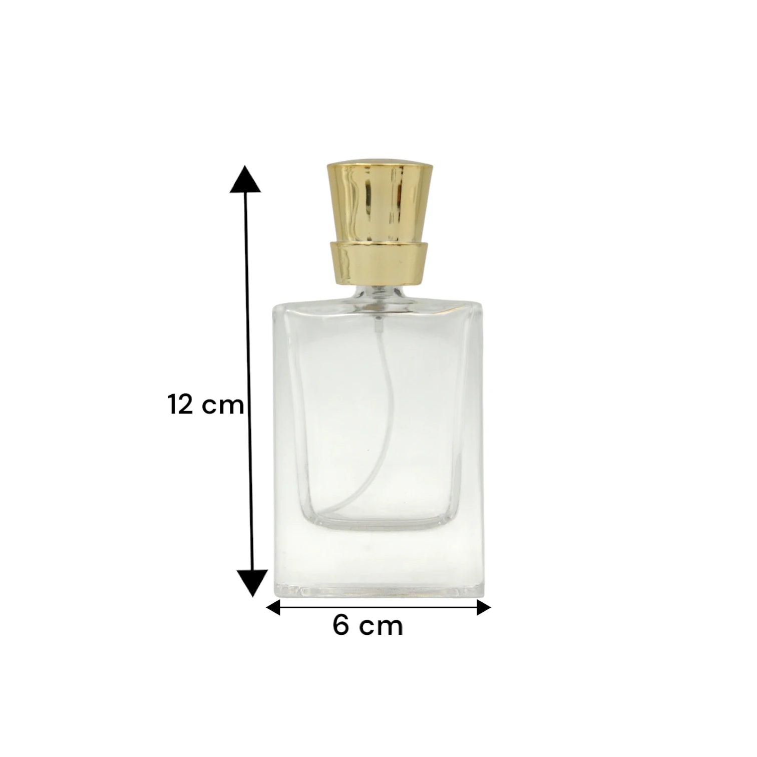 Elegant Square Glass Perfume Bottle 50 ML – Refillable Atomizer with Gold Spray Cap - Damoo