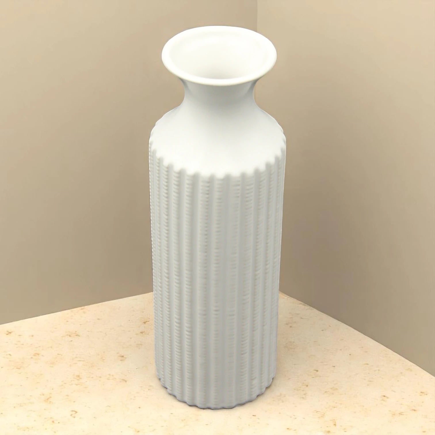 Elegant Tall Fluted Ceramic Flower Vase – Modern Minimalist Floor Vase for Pampas & Dried Flowers – Lightweight Decorative Accent for Home, Office & Events - Damoo