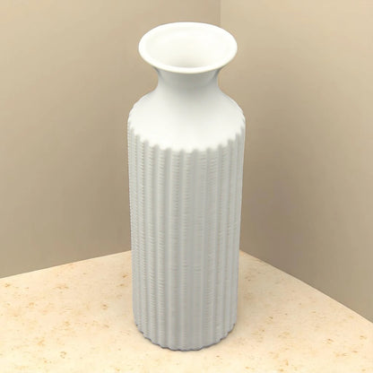 Elegant Tall Fluted Ceramic Flower Vase – Modern Minimalist Floor Vase for Pampas & Dried Flowers – Lightweight Decorative Accent for Home, Office & Events - Damoo