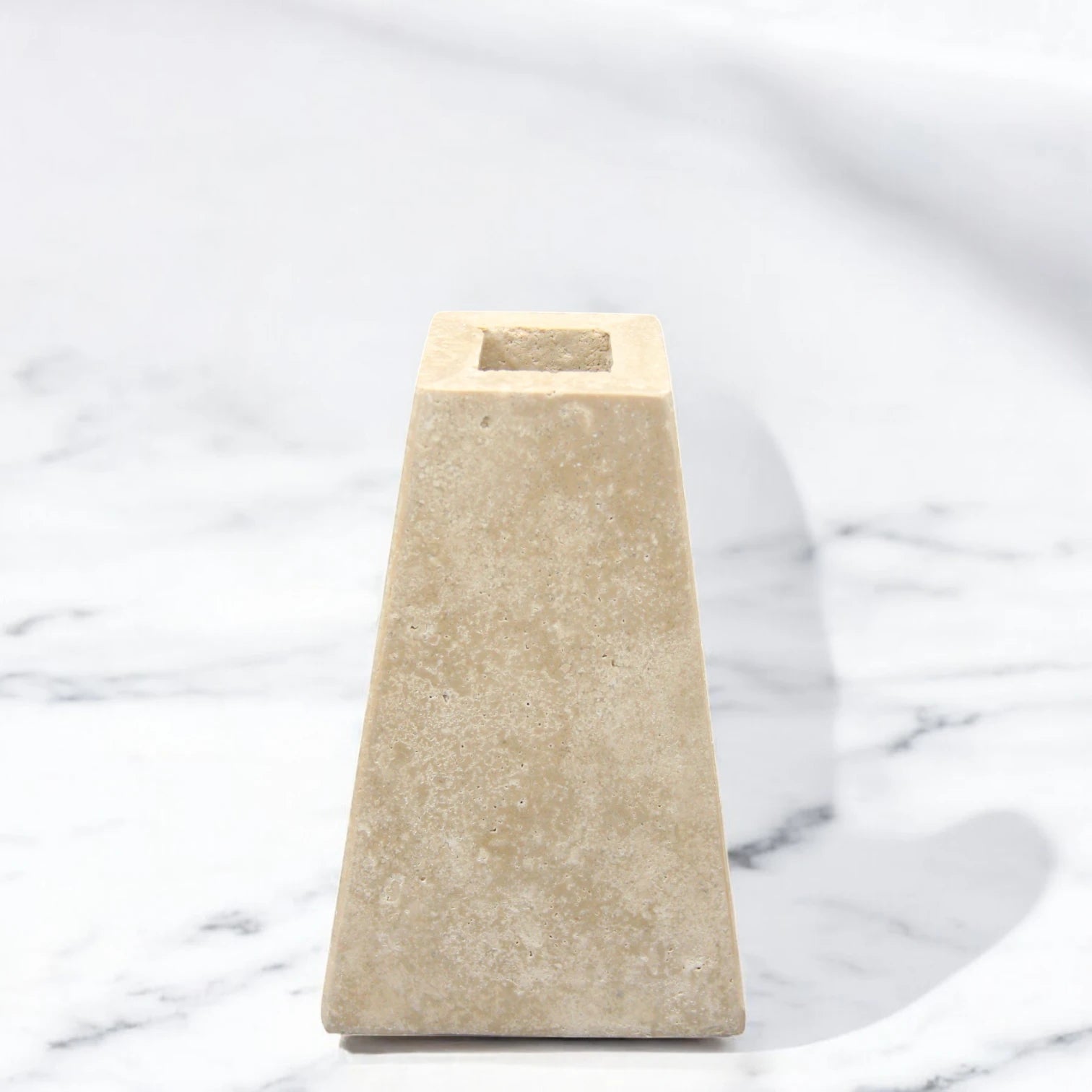 Elegant Tall Travertine Stone Vase with Modern Tapered Silhouette – Minimalist Natural Home Decor for Fresh or Dried Flowers - Damoo