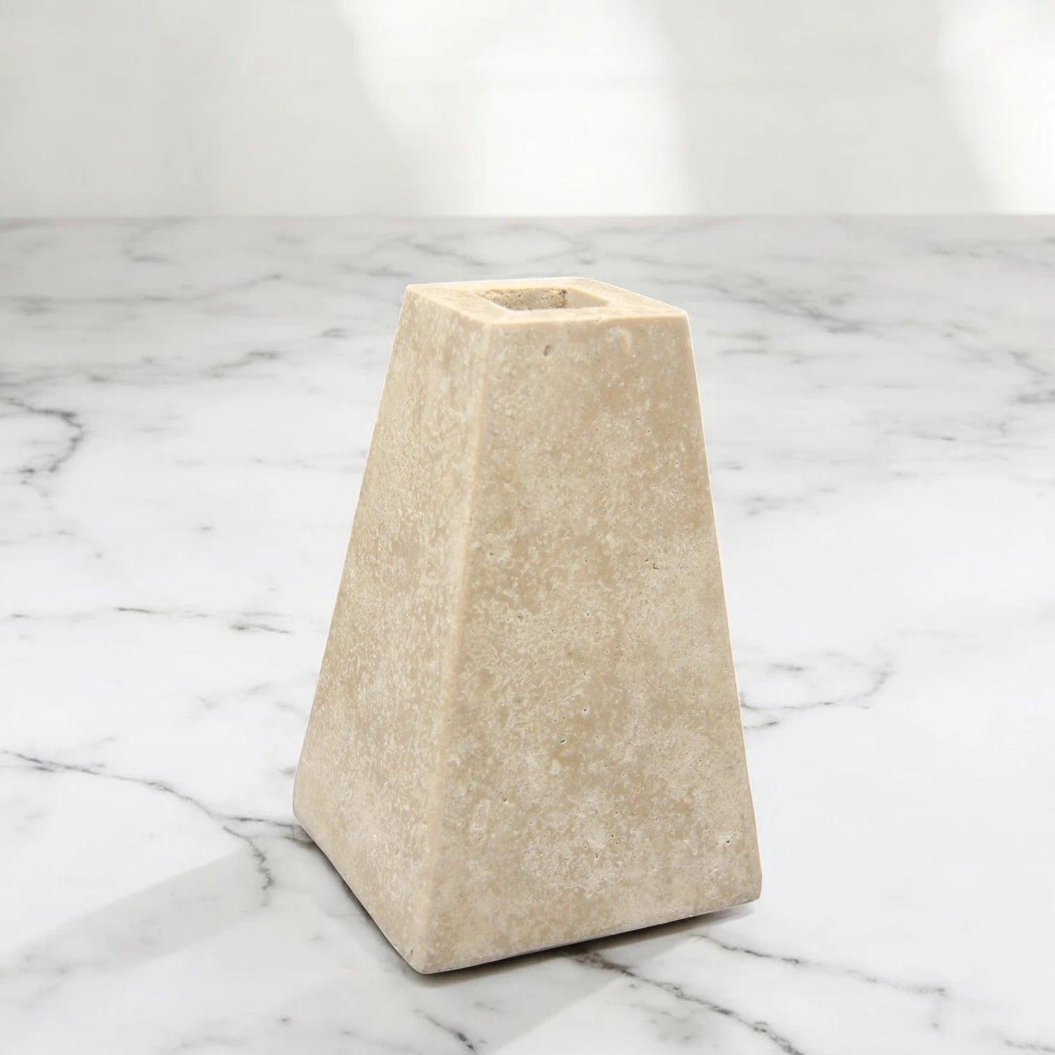 Elegant Tall Travertine Stone Vase with Modern Tapered Silhouette – Minimalist Natural Home Decor for Fresh or Dried Flowers - Damoo