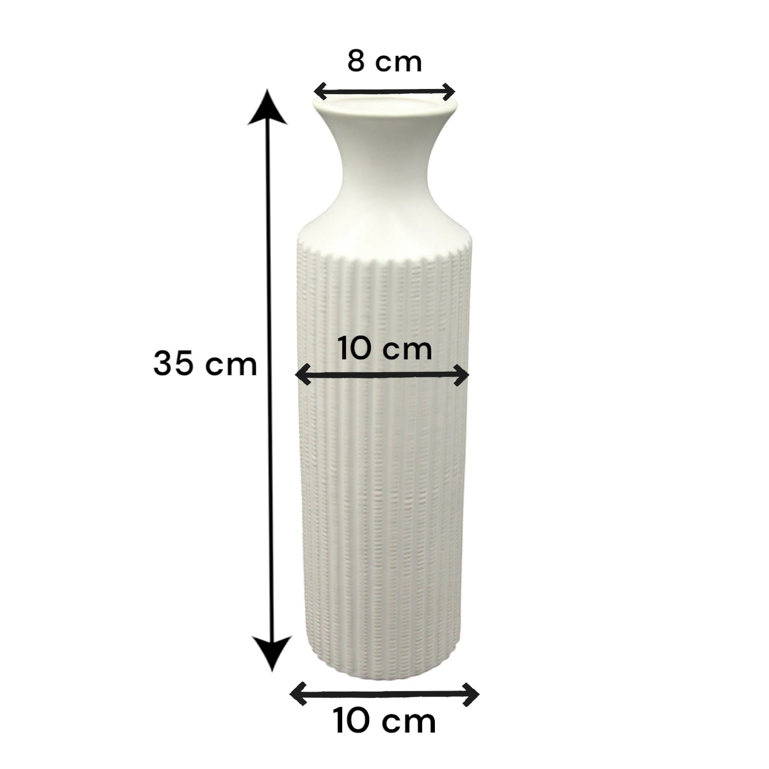 Elegant Tall White Ceramic Flower Vase – Textured Surface, Modern Home Décor Accent - Damoo