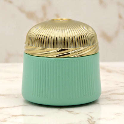Elegant Turquoise Bakhoor Jar with Gold Lid 100ML – Unique Design Empty Storage Jar for Oud, Bakhoor & More - Damoo