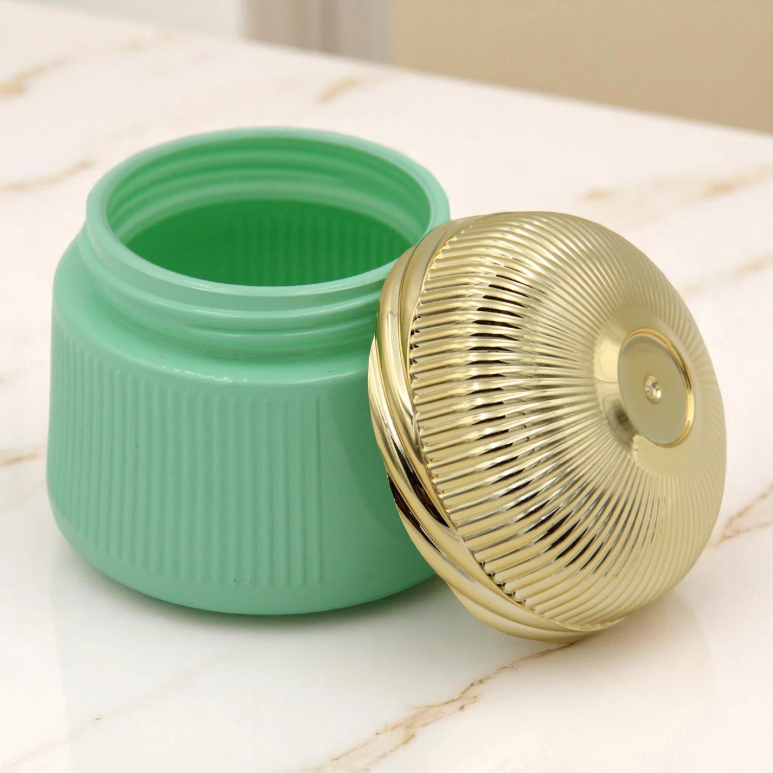 Elegant Turquoise Bakhoor Jar with Gold Lid 100ML – Unique Design Empty Storage Jar for Oud, Bakhoor & More - Damoo