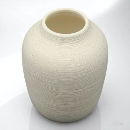 Elegant White Artificial Flowers in Textured Round Ceramic Vase – Timeless Tabletop Decor - Damoo