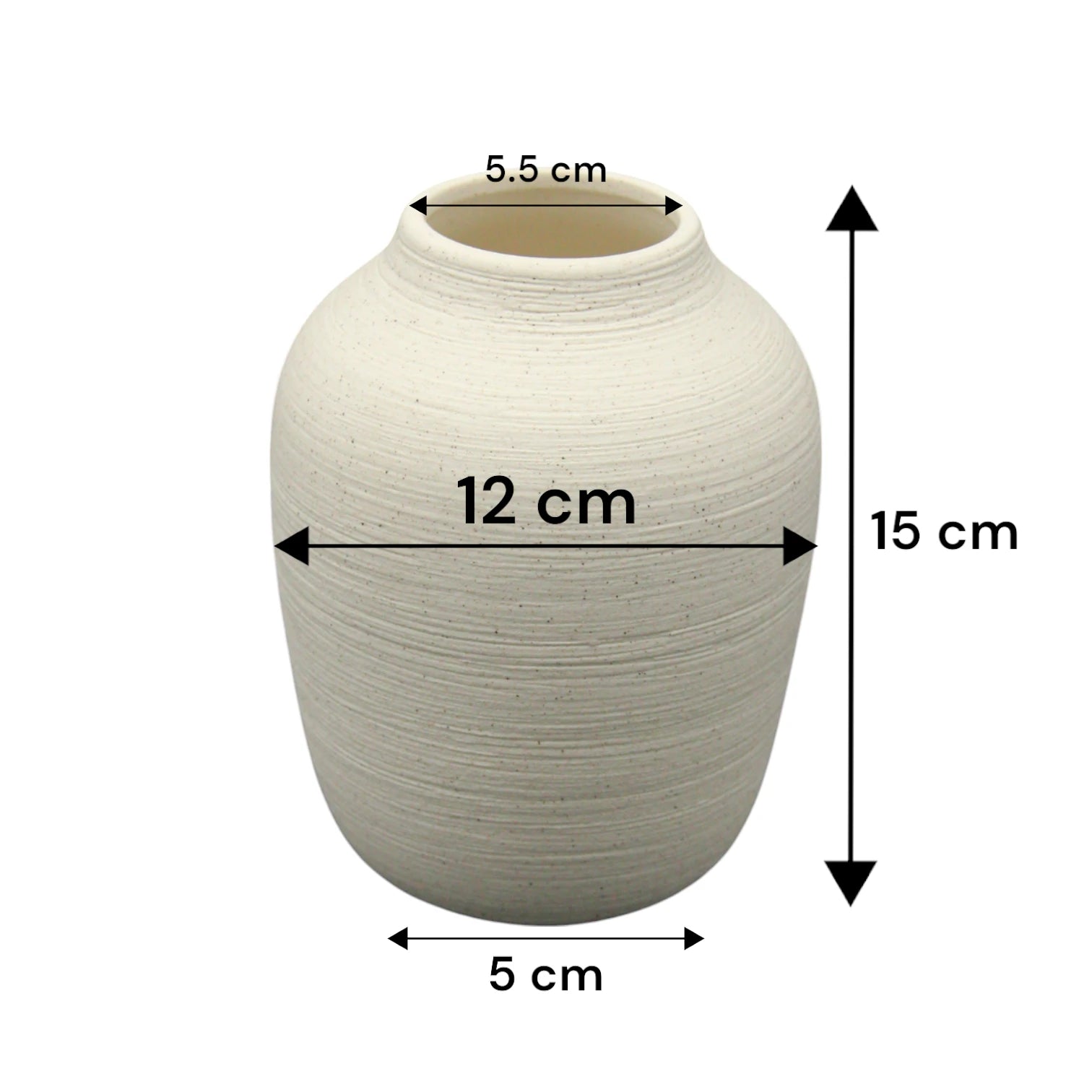 Elegant White Artificial Flowers in Textured Round Ceramic Vase – Timeless Tabletop Decor - Damoo