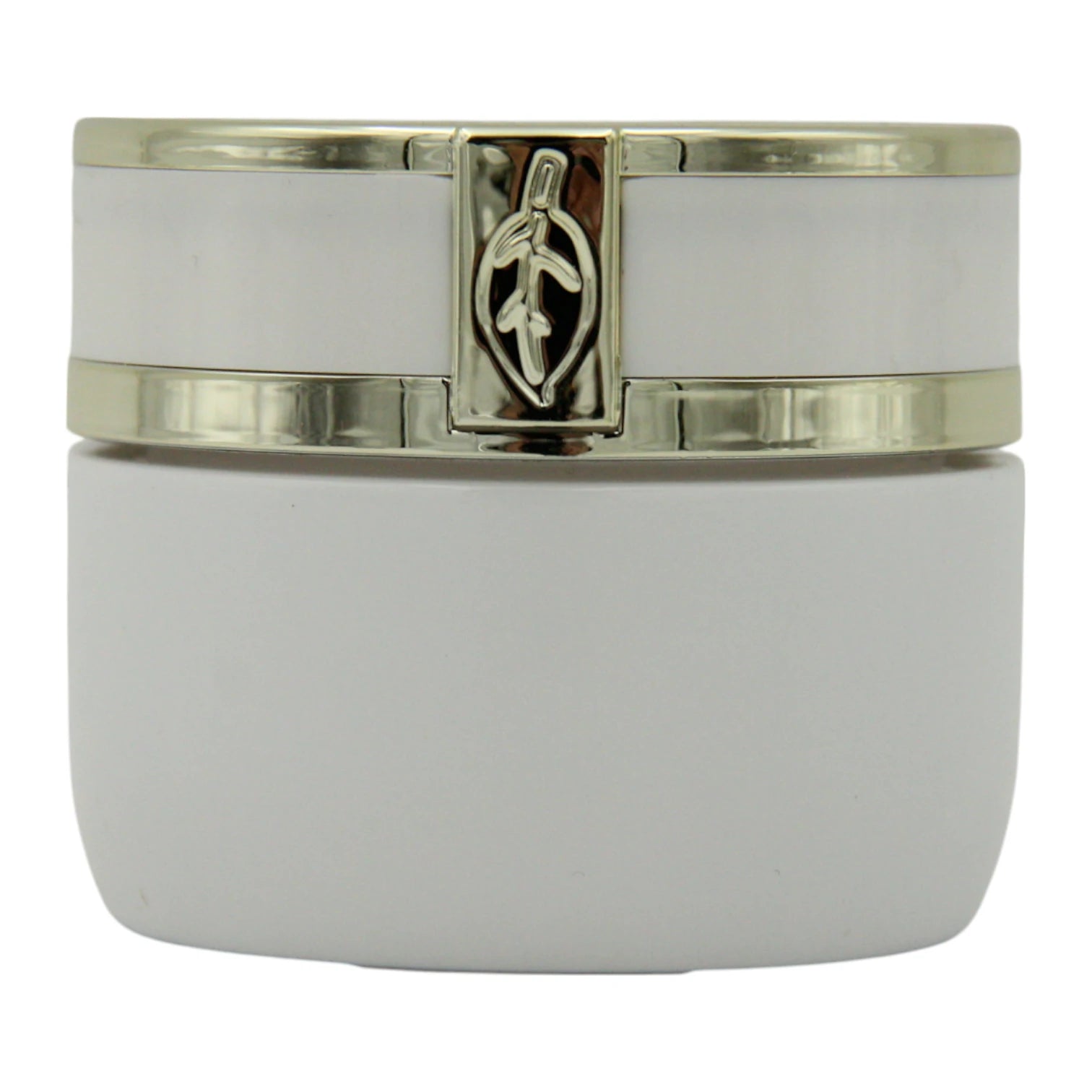 Elegant White & Gold Incense Jar 100 ML – Luxury Bakhoor Container with Leaf Detail - Damoo