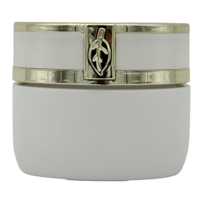 Elegant White & Gold Incense Jar 100 ML – Luxury Bakhoor Container with Leaf Detail - Damoo