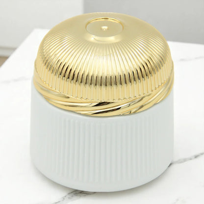 Elegant White Incense Jar with Luxe Gold Lid 100 ML | Airtight Container for Resin & Cone Storage - Damoo