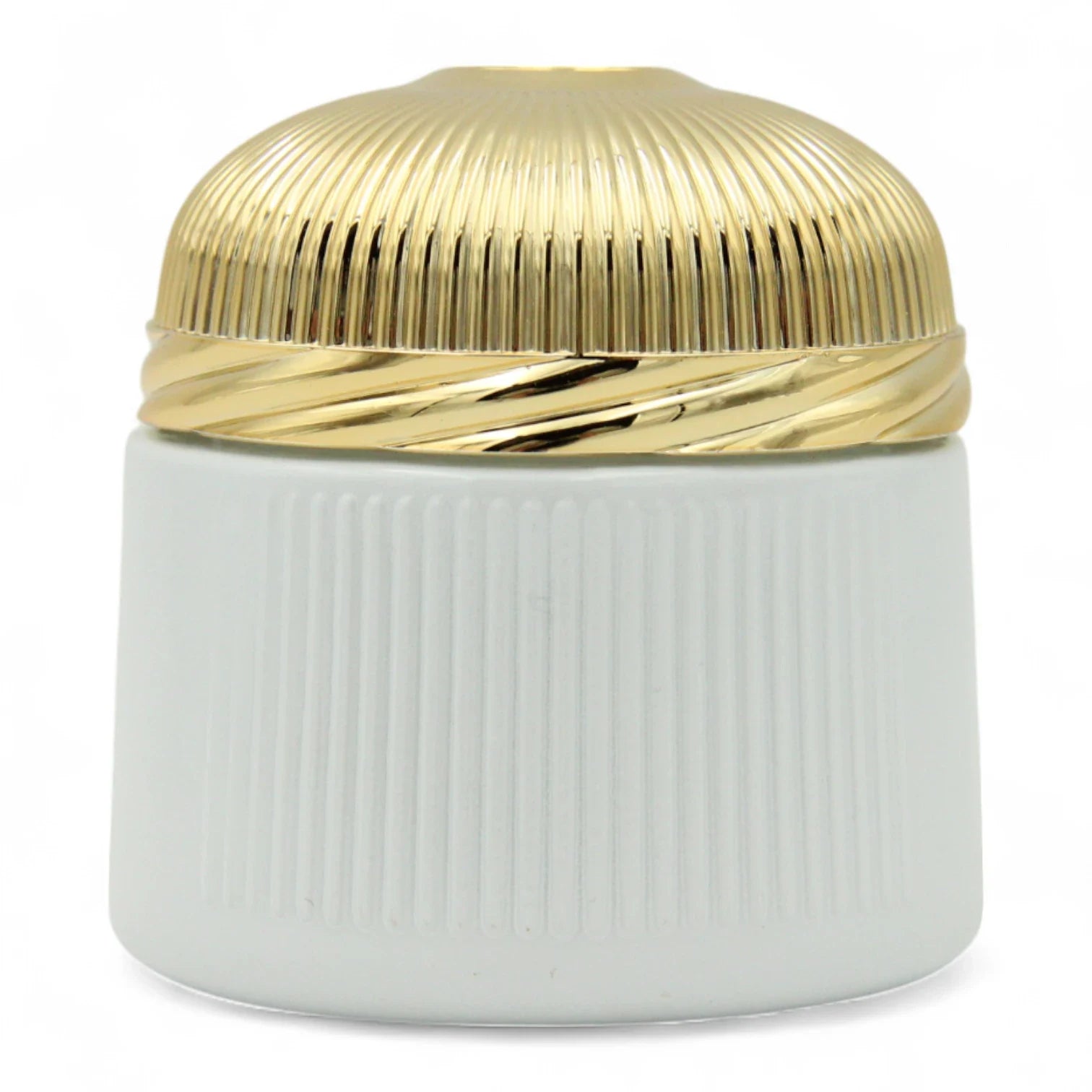 Elegant White Incense Jar with Luxe Gold Lid 100 ML | Airtight Container for Resin & Cone Storage - Damoo