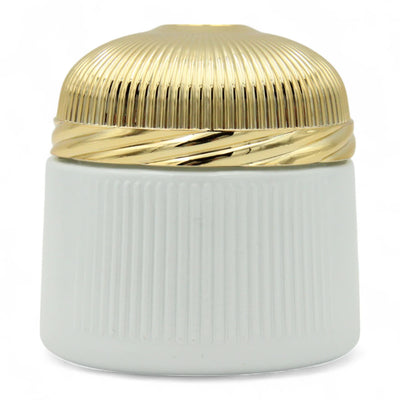 Elegant White Incense Jar with Luxe Gold Lid 100 ML | Airtight Container for Resin & Cone Storage - Damoo