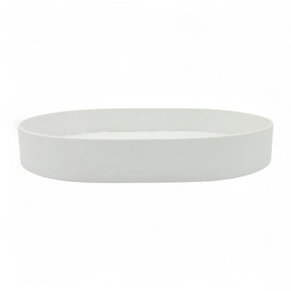 Elegant White Oval Leather Catchall Tray – Minimalist PU Leather Valet Organizer for Desk, Dresser, or Entryway - Damoo