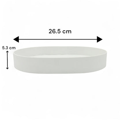 Elegant White Oval Leather Catchall Tray – Minimalist PU Leather Valet Organizer for Desk, Dresser, or Entryway - Damoo