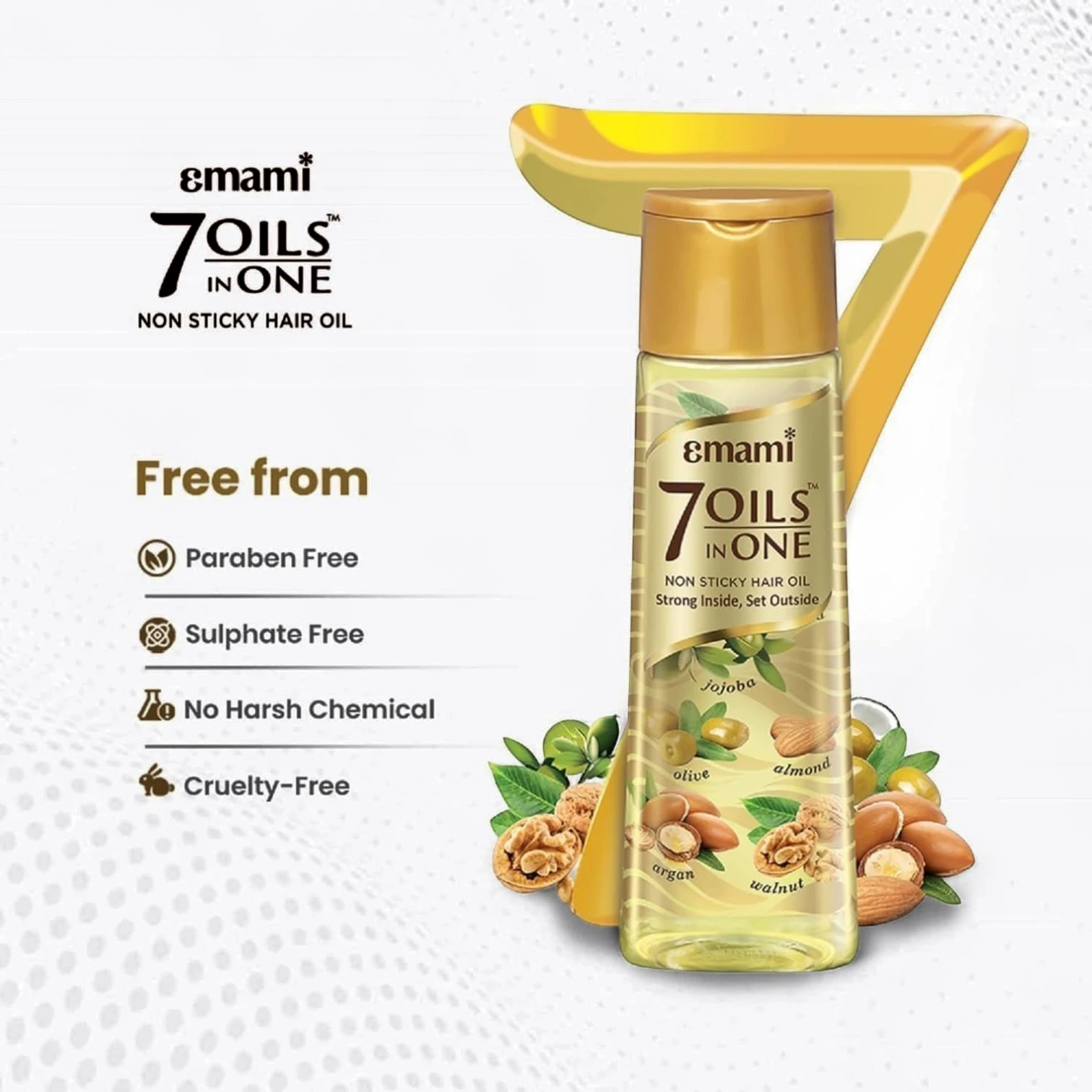 Emami 7-in-1 Ayurvedic Hair Oil – 100ml | Strengthens, Repairs & Nourishes with Argan, Almond, Amla & More | Anti-Dandruff, Non-Sticky Hair Oil for All Hair Types - Damoo