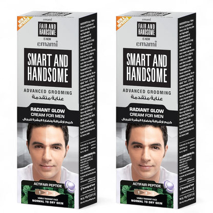 Emami Smart & Handsome Radiant Glow Cream for Men 100g (Pack of 2) – Oil Control, Non-Greasy, With Actifair Peptide, SPF Protection - Damoo
