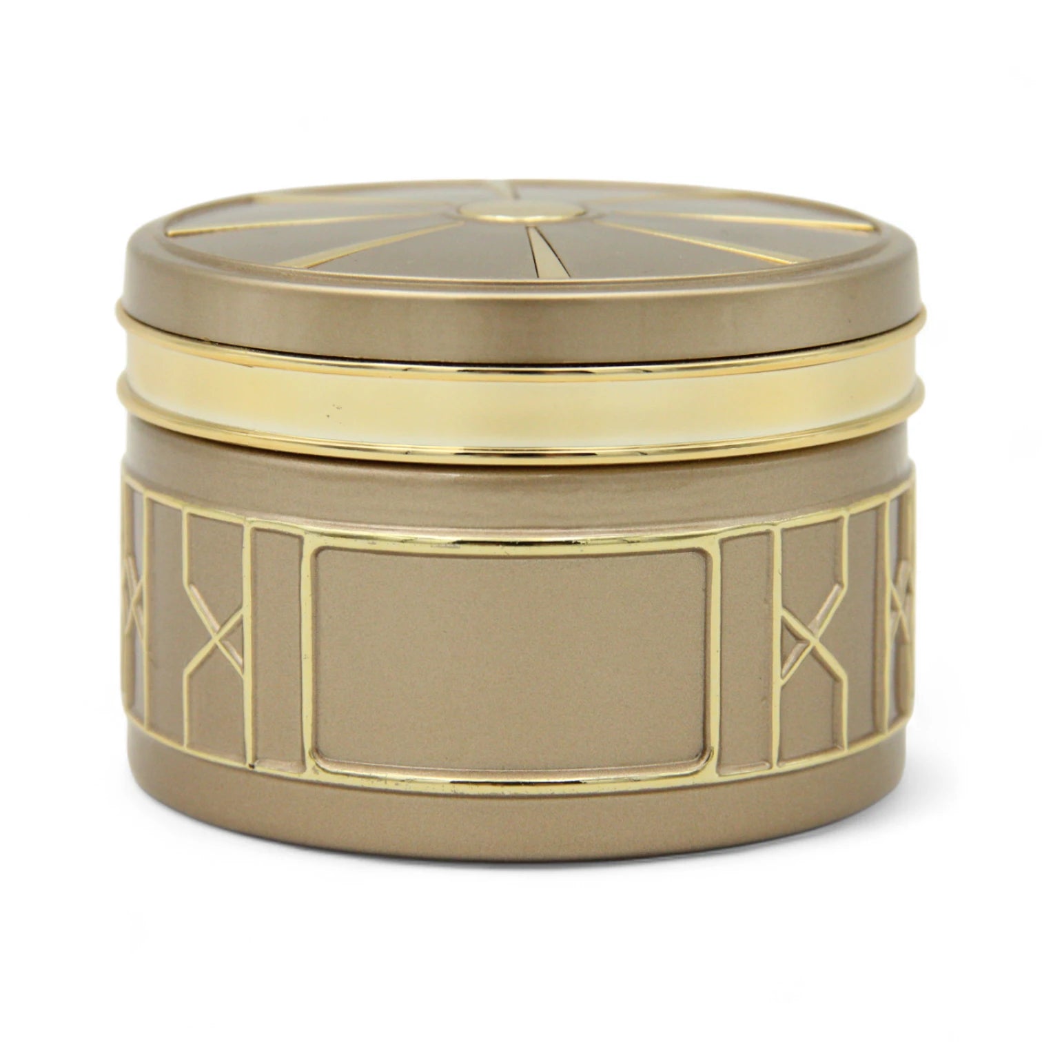 Empty Bakhoor Storage Jar 170ML – Beige Body with Gold Geometric Design & Lid - Elegant Incense Storage - Damoo