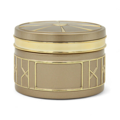 Empty Bakhoor Storage Jar 170ML – Beige Body with Gold Geometric Design & Lid - Elegant Incense Storage - Damoo