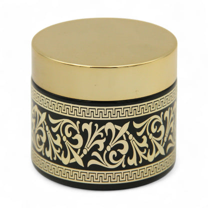 Empty Bakhoor Storage Jar 50ML – Elegant Black & Gold Bakhoor Jar | Oud Jar | Decorative Glass Jar for Multipurpose Use - Damoo