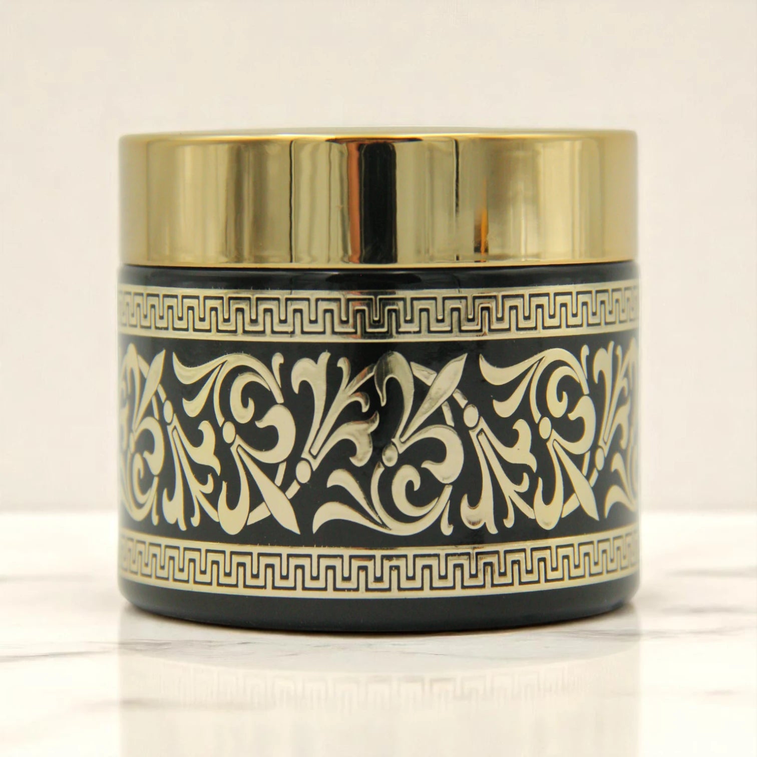 Empty Bakhoor Storage Jar 50ML – Elegant Black & Gold Bakhoor Jar | Oud Jar | Decorative Glass Jar for Multipurpose Use - Damoo