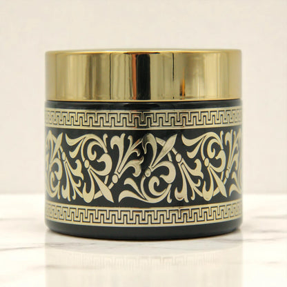 Empty Bakhoor Storage Jar 50ML – Elegant Black & Gold Bakhoor Jar | Oud Jar | Decorative Glass Jar for Multipurpose Use - Damoo