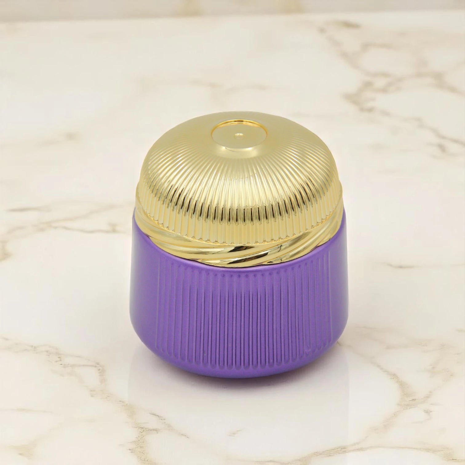 Empty BakhoorStorage Jar 160ML – Pastel Purple with Gold Lid & Elegant Line Detailing - Damoo